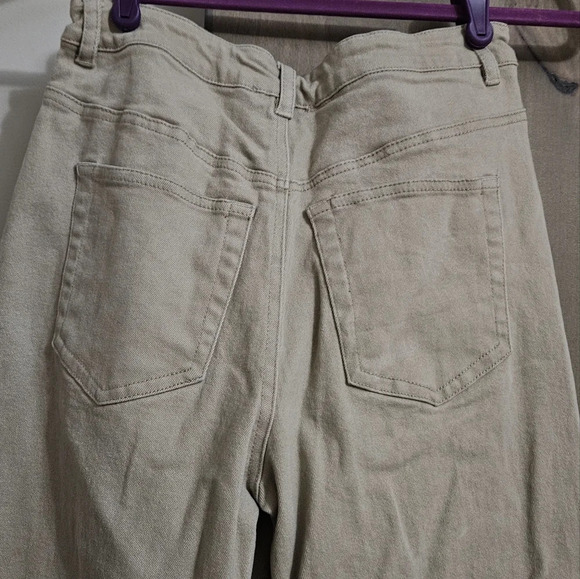 SUNLAND 17 Wideleg jeans High Rise In Taupe Beige . Size Medium - Picture 4 of 10